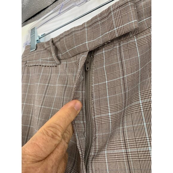 Dressbarn Brown Plaid Dress Pants Size 10 Lightweight Summer Crop RZ10409 - Picture 6 of 9